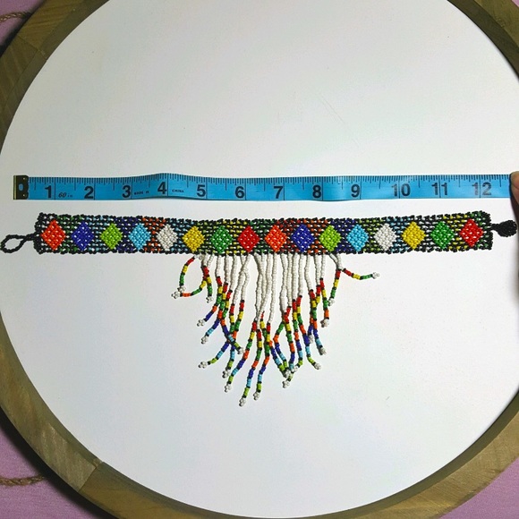 Handmade Native Beaded Choker Necklace - Picture 2 of 2